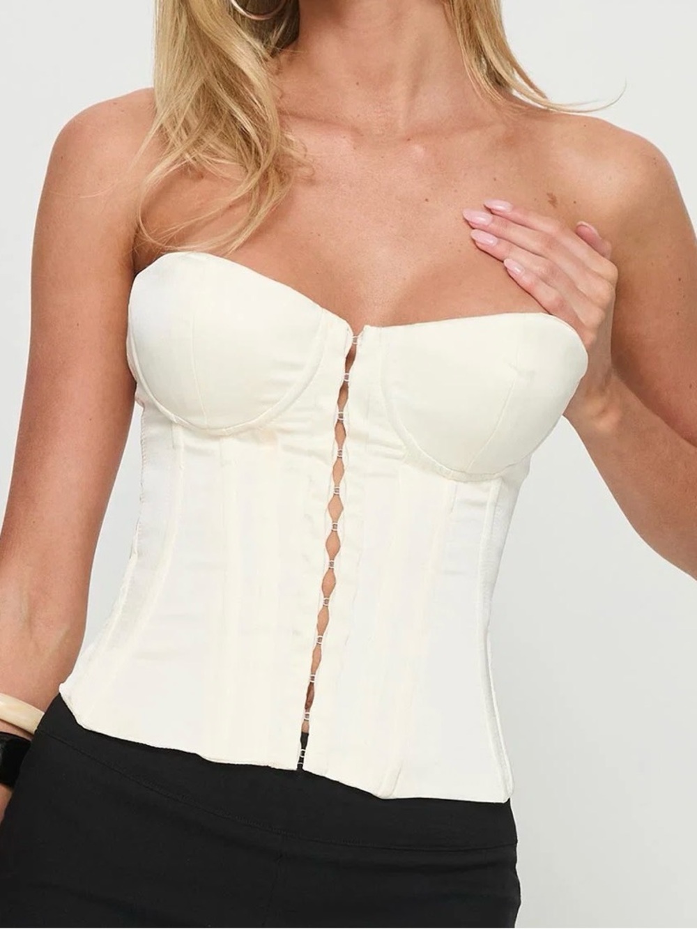 Princess Polly Ivory Strapless Corset Bustier Top